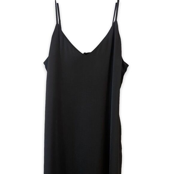 Y2K Slip Dress cowl neck Flowy Spaghetti Strap Black Maxi chic Dress - Picture 3 of 9